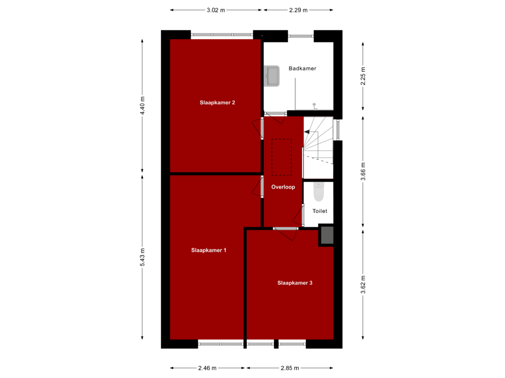 Bekijk plattegrond van Eerste verdieping van Oude Dijk 9