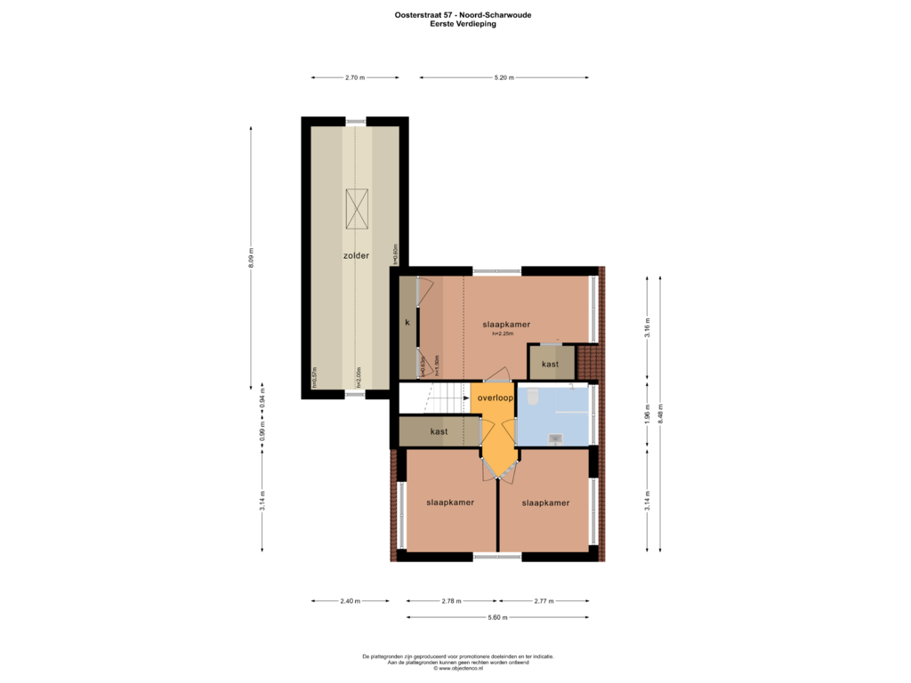 Bekijk plattegrond van EERSTE VERDIEPING van Oosterstraat 57