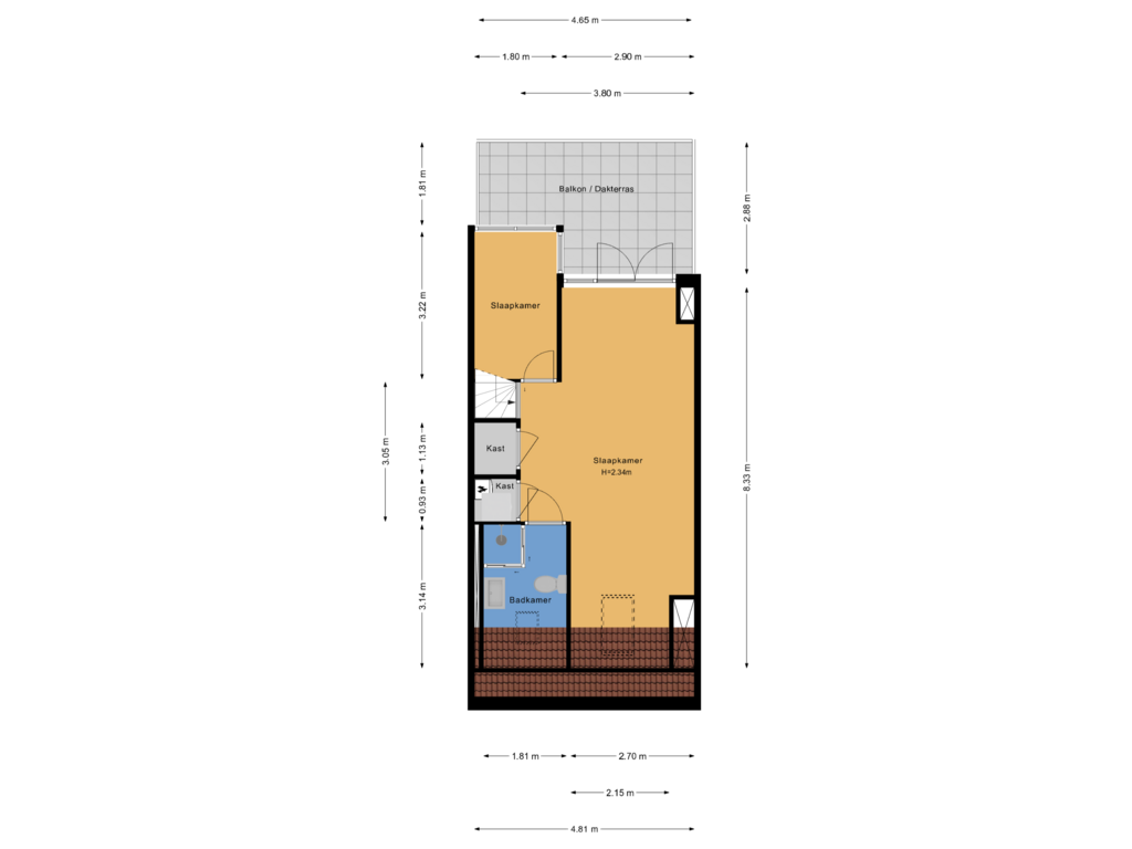 Bekijk plattegrond van Derde verdieping van Vogelweg 73