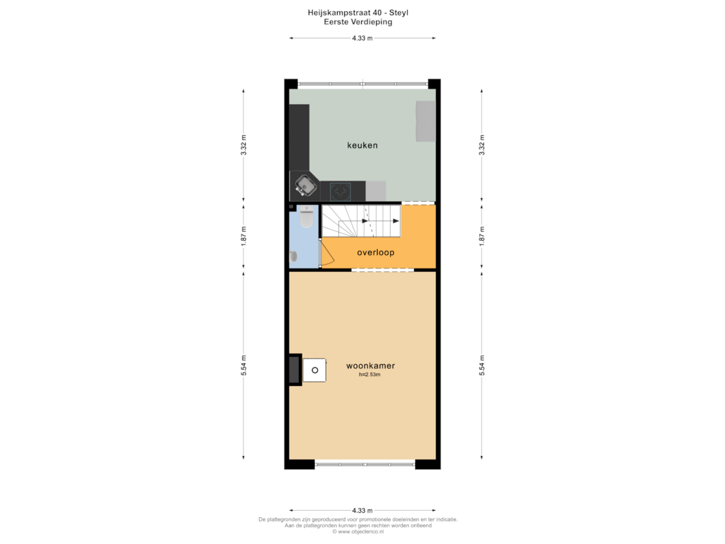 Bekijk plattegrond van EERSTE VERDIEPING van Heijskampstraat 40