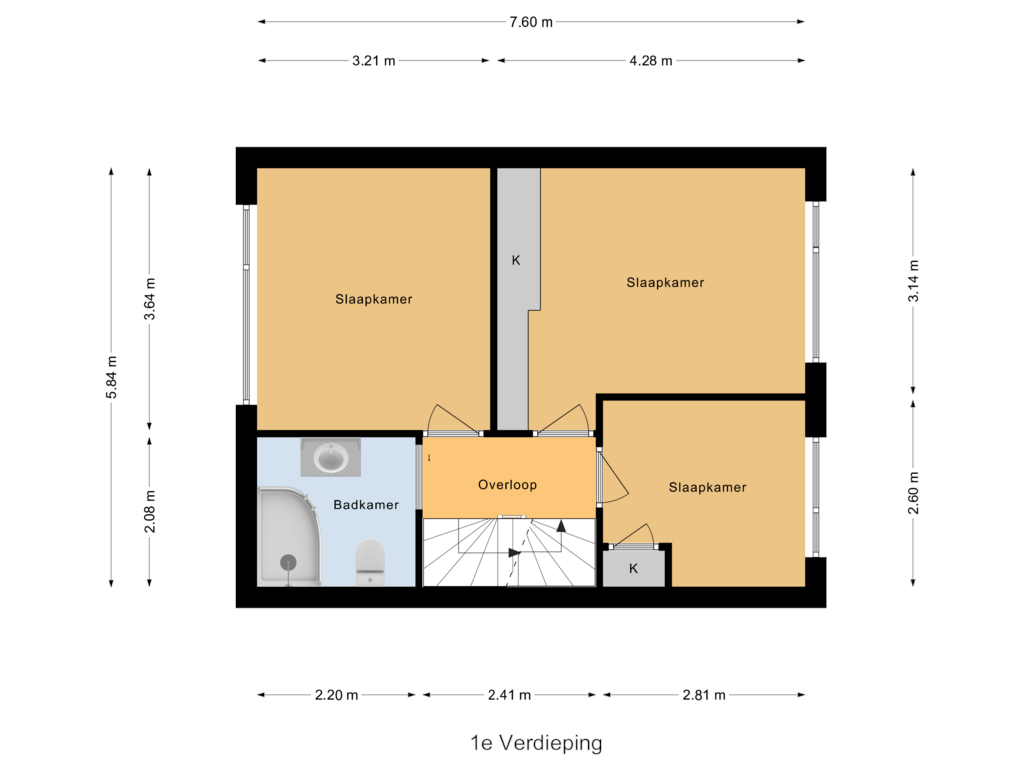 Bekijk plattegrond van 1e Verdieping van De Schans 87