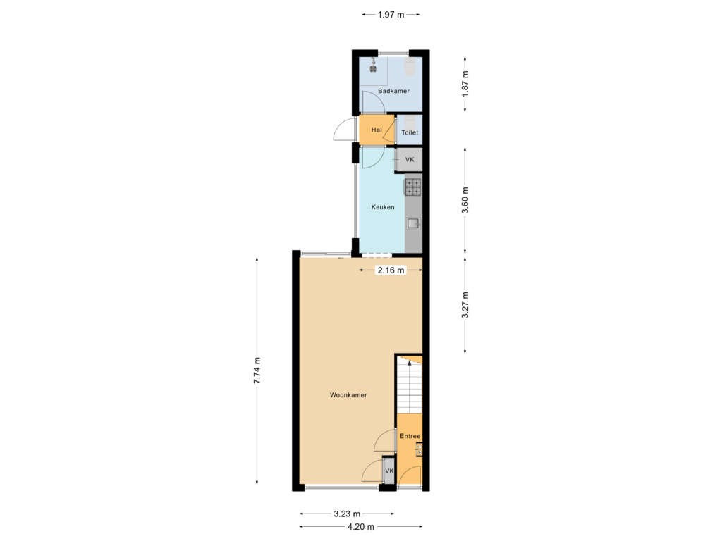 View floorplan of Begane grond of Bassingracht 118