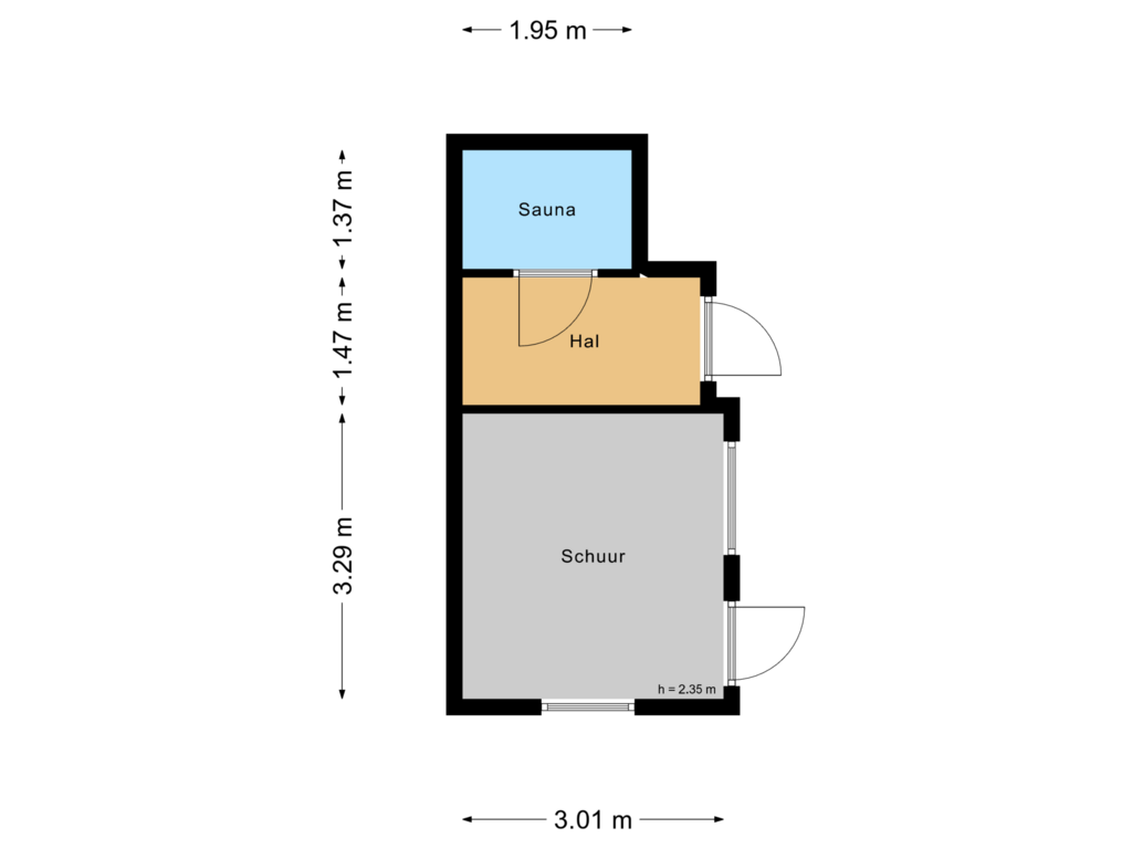 View floorplan of Schuur of Bassingracht 118