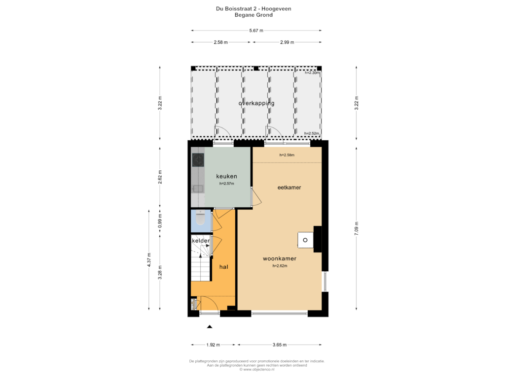 Bekijk plattegrond van BEGANE GROND van Du Boisstraat 2