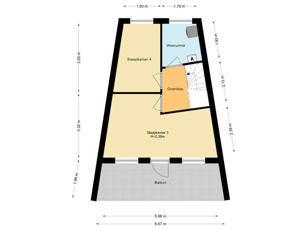 View floorplan of Derde verdieping of Waterlaan 1