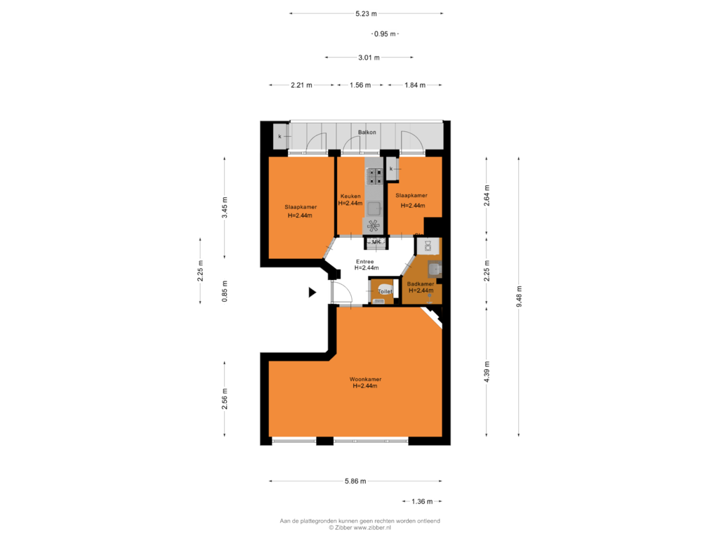 Bekijk plattegrond van Appartement van Van Gentstraat 29-1