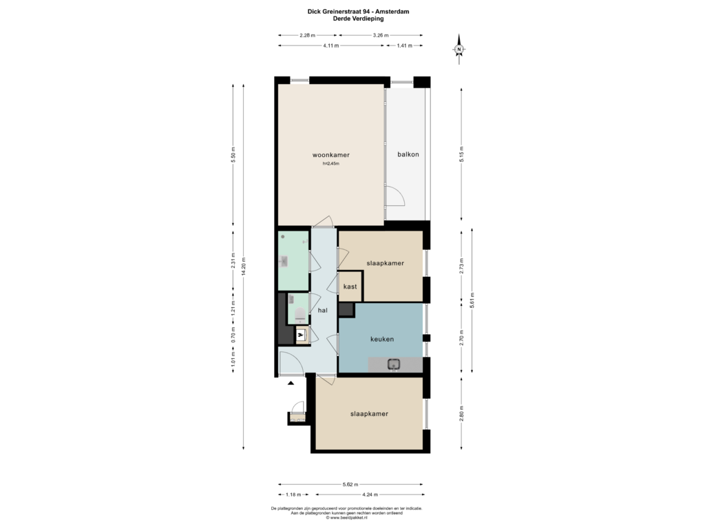 Bekijk plattegrond van DERDE VERDIEPING van Dick Greinerstraat 94