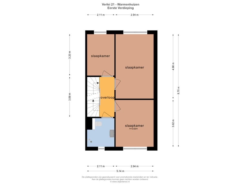 Bekijk plattegrond van EERSTE VERDIEPING van Verlei 21