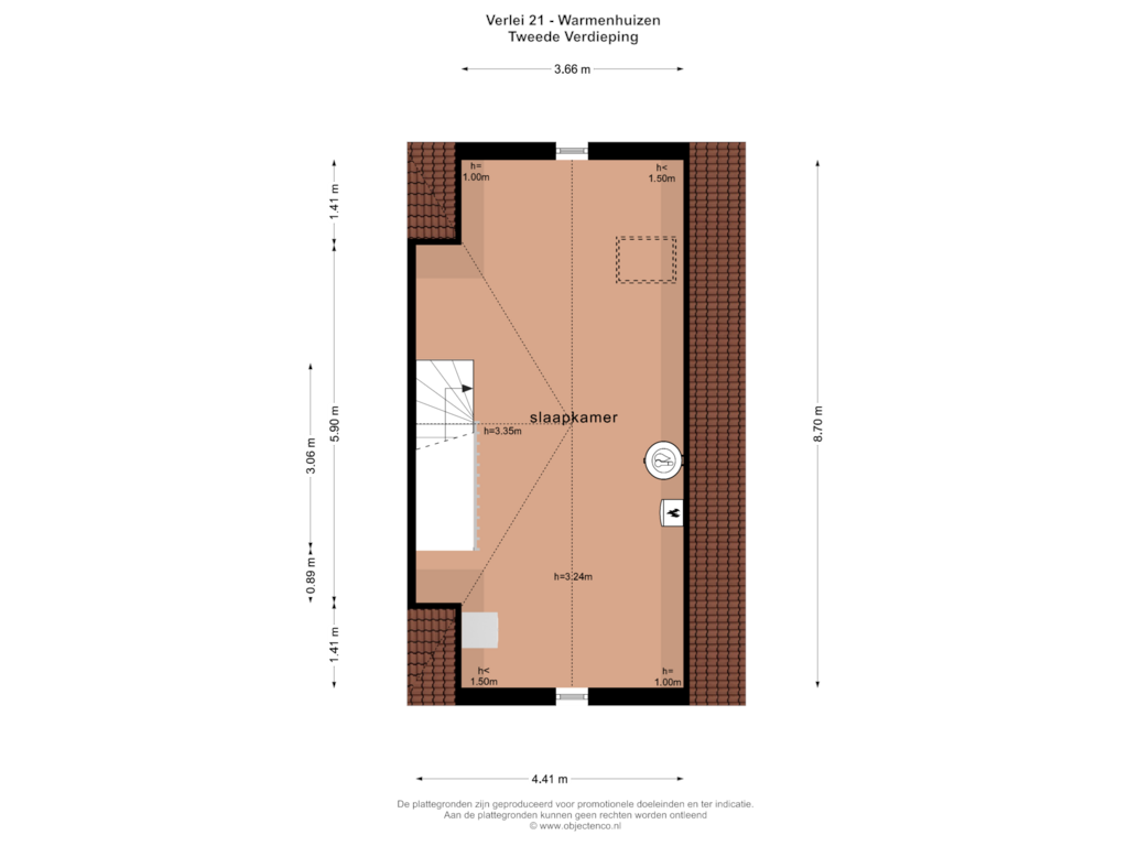 Bekijk plattegrond van TWEEDE VERDIEPING van Verlei 21