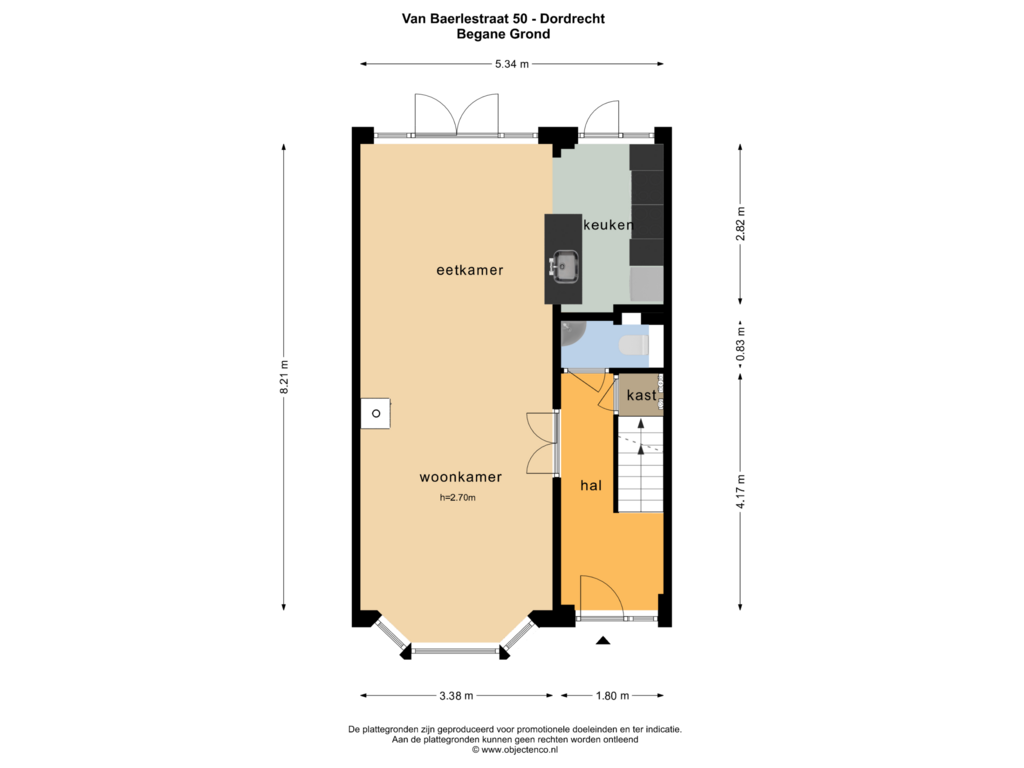 Bekijk plattegrond van Begane Grond van Van Baerlestraat 50