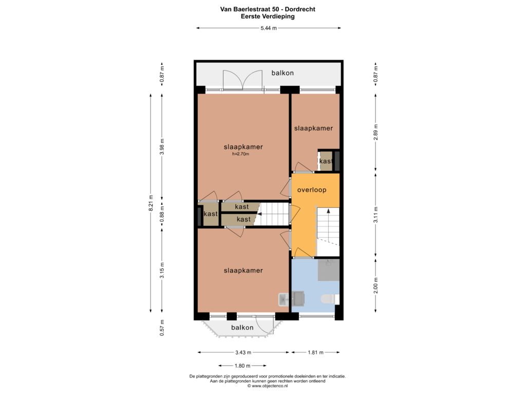 Bekijk plattegrond van Eerste Verdieping van Van Baerlestraat 50