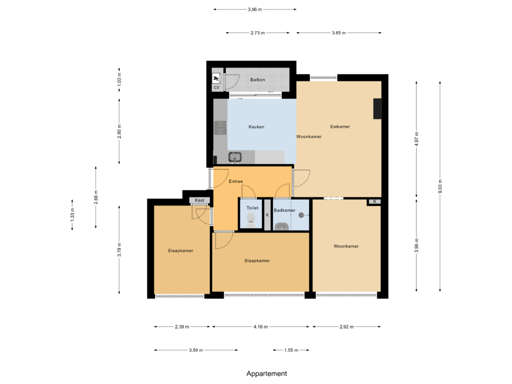 Bekijk plattegrond van Appartement van Jan Willem Passtraat 105