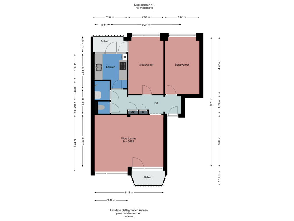 View floorplan of 4e Verdieping of Lisdoddelaan 4-4