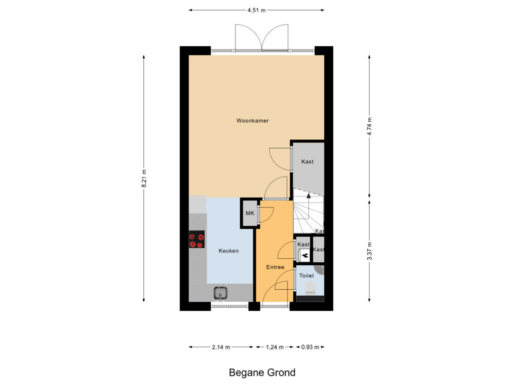 View floorplan of Begane Grond of Lambertus van der Meerstraat 6