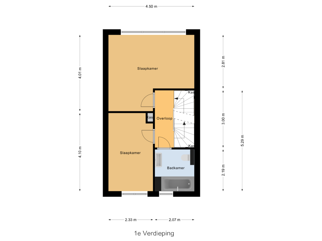 View floorplan of 1e Verdieping of Lambertus van der Meerstraat 6