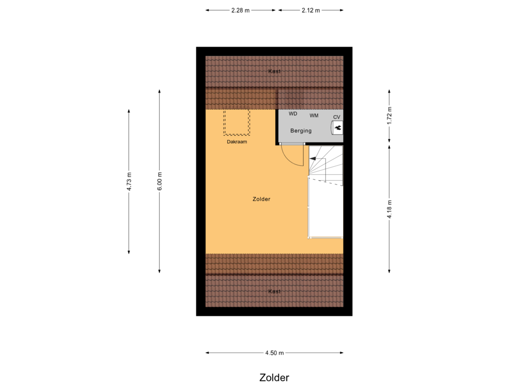 View floorplan of Zolder of Lambertus van der Meerstraat 6