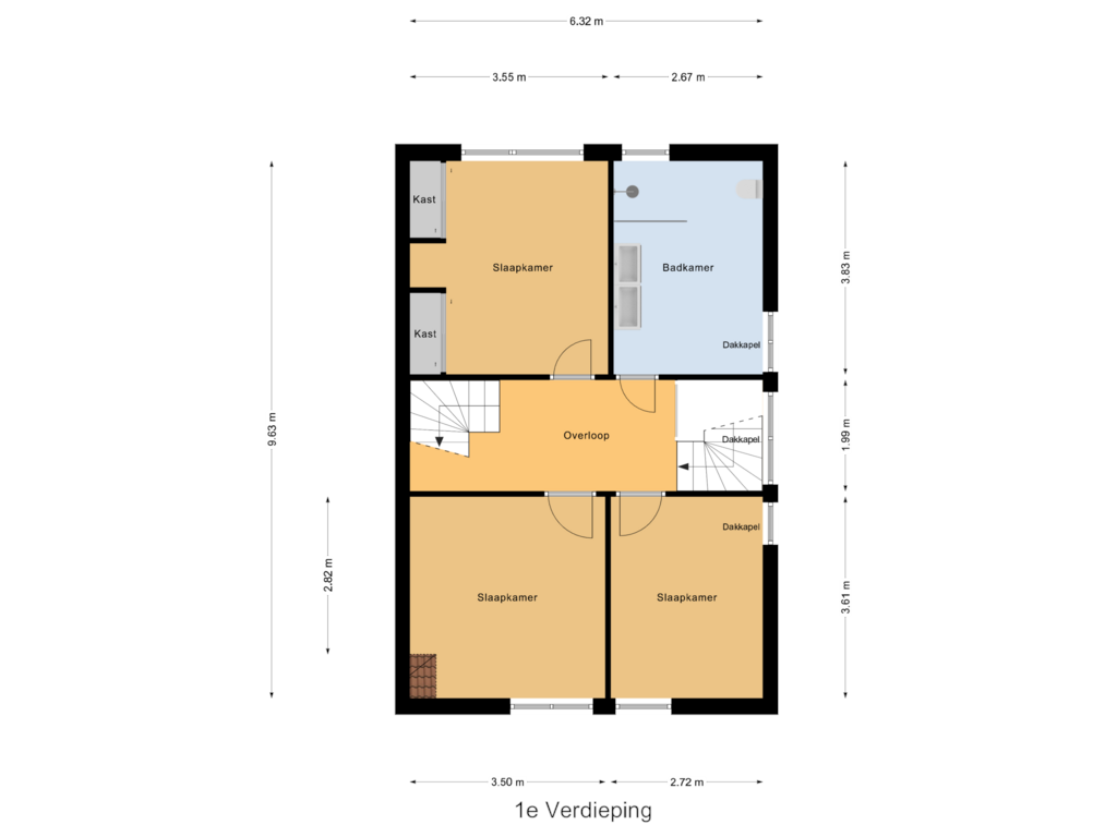 Bekijk plattegrond van 1e Verdieping van Howlin' Wolfstraat 40