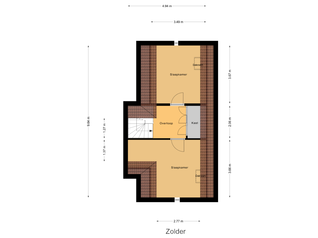 Bekijk plattegrond van Zolder van Howlin' Wolfstraat 40