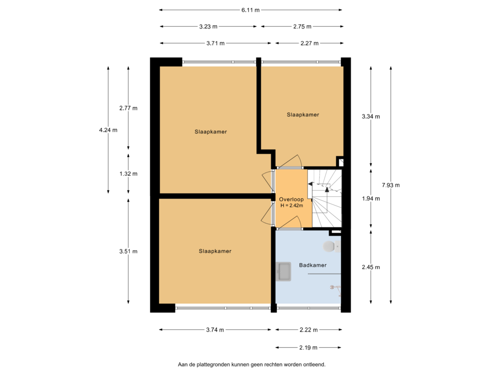 View floorplan of 1e verdieping of Klaproosstraat 8