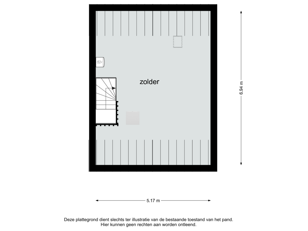 View floorplan of zolder of Buizerdhorst 14