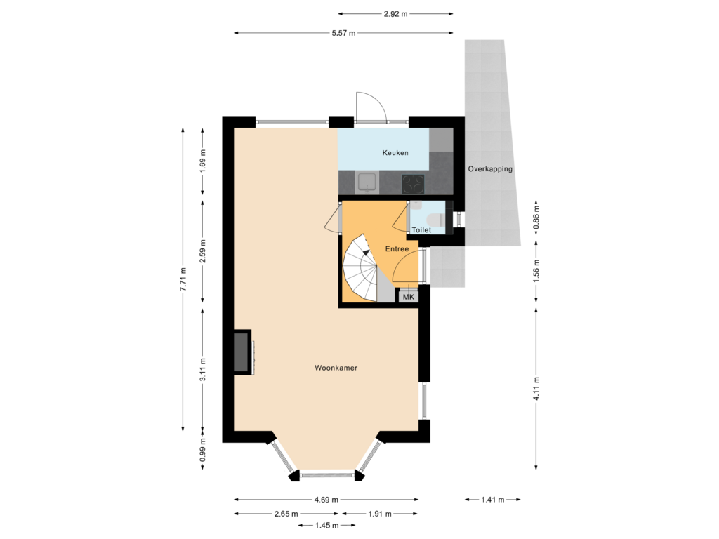 View floorplan of Begane Grond of Zilkerduinweg 102