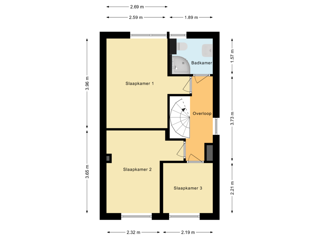 View floorplan of Eerste Verdieping of Zilkerduinweg 102