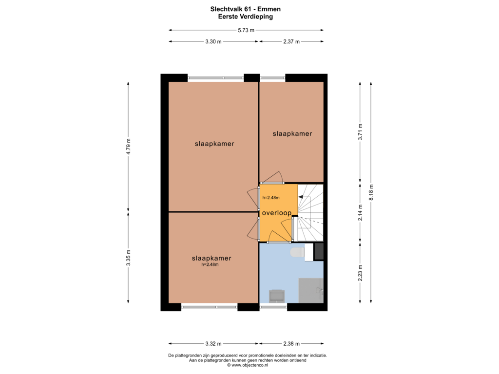 Bekijk plattegrond van EERSTE VERDIEPING van Slechtvalk 61