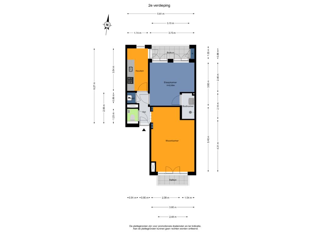 Bekijk plattegrond van 2e verdieping van Eerste Atjehstraat 91-2