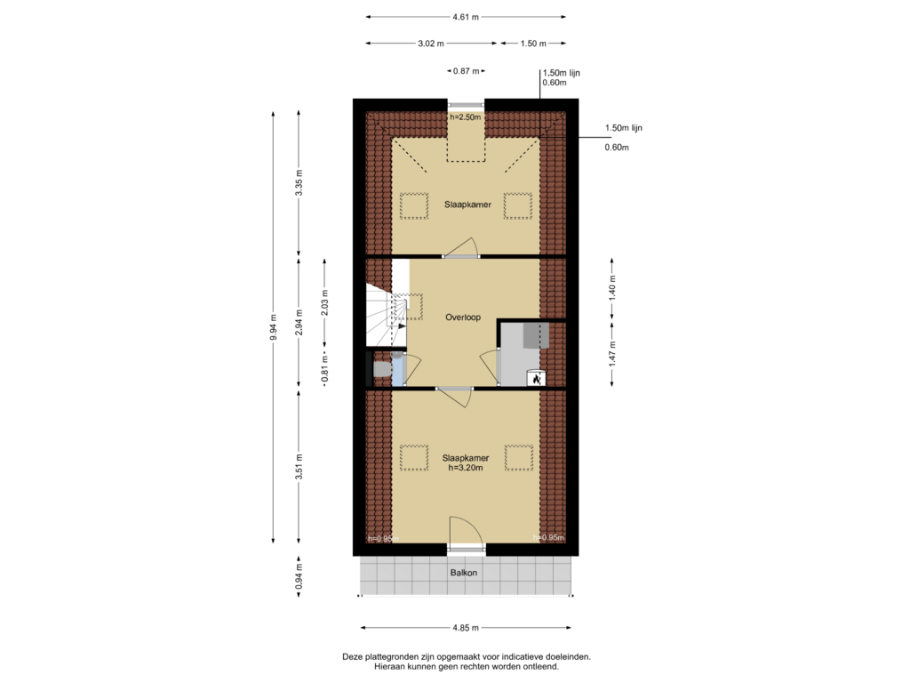 Bekijk plattegrond van Verdieping 2 van Hooglandstraat 147