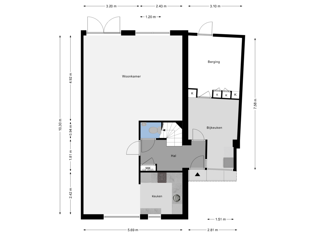 Bekijk plattegrond van Begane Grond van Koperwiek 18