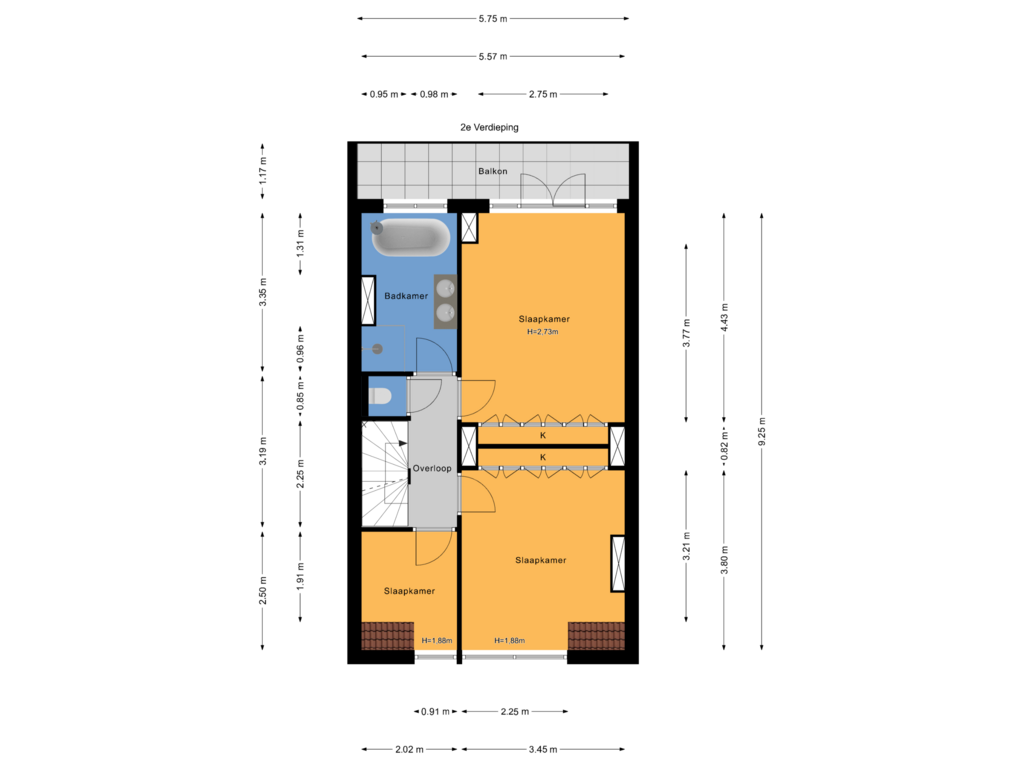 Bekijk plattegrond van 2e Verdieping van Tomatenstraat 89