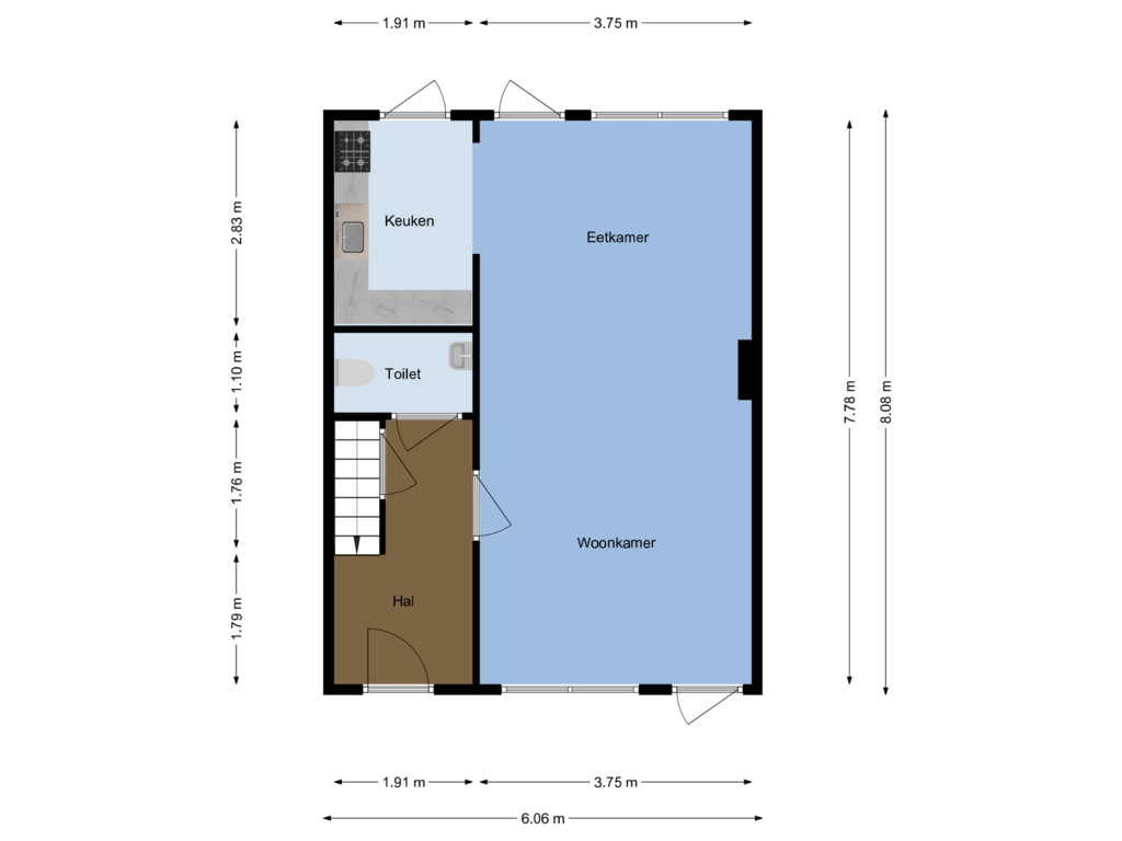 Bekijk plattegrond van Begane grond van Leyenseweg 23