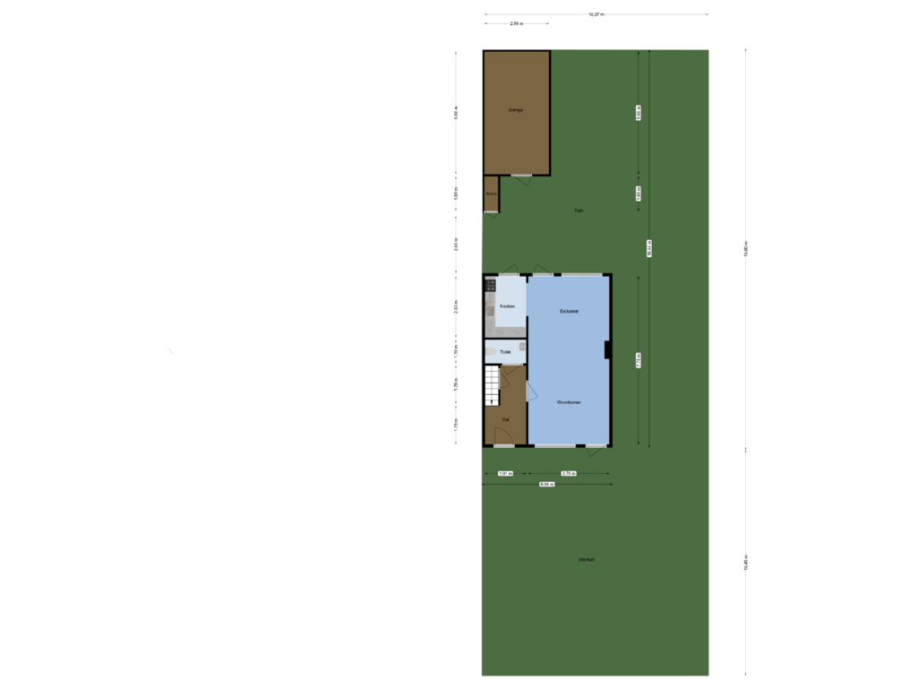 Bekijk plattegrond van Begane grond met perceel van Leyenseweg 23