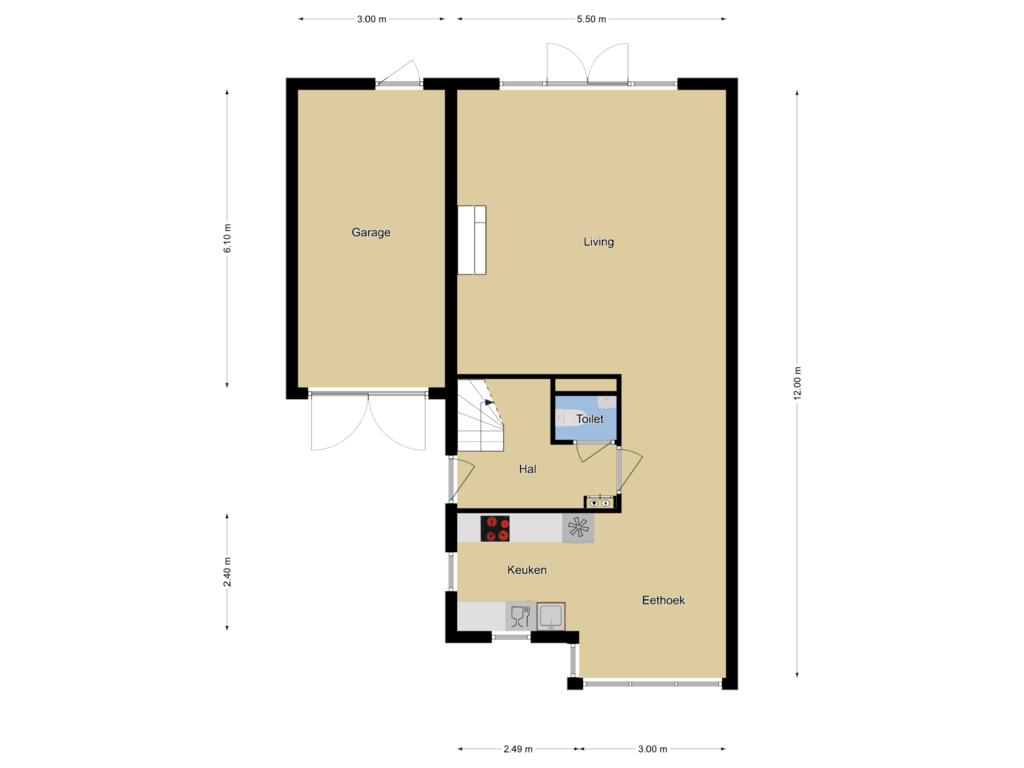 View floorplan of Begane grond of Ganzenvoet 8