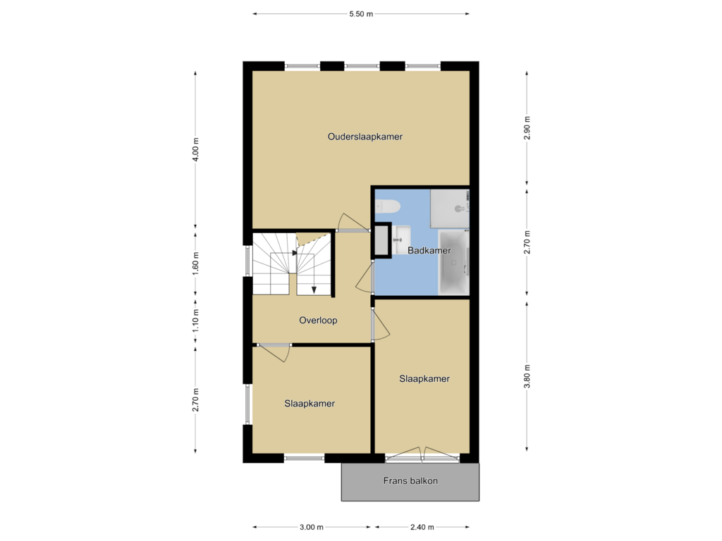 View floorplan of 1e Verdieping of Ganzenvoet 8