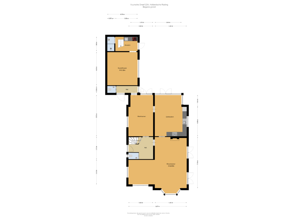 Bekijk plattegrond van Begane grond van Vuursche Dreef 22-A