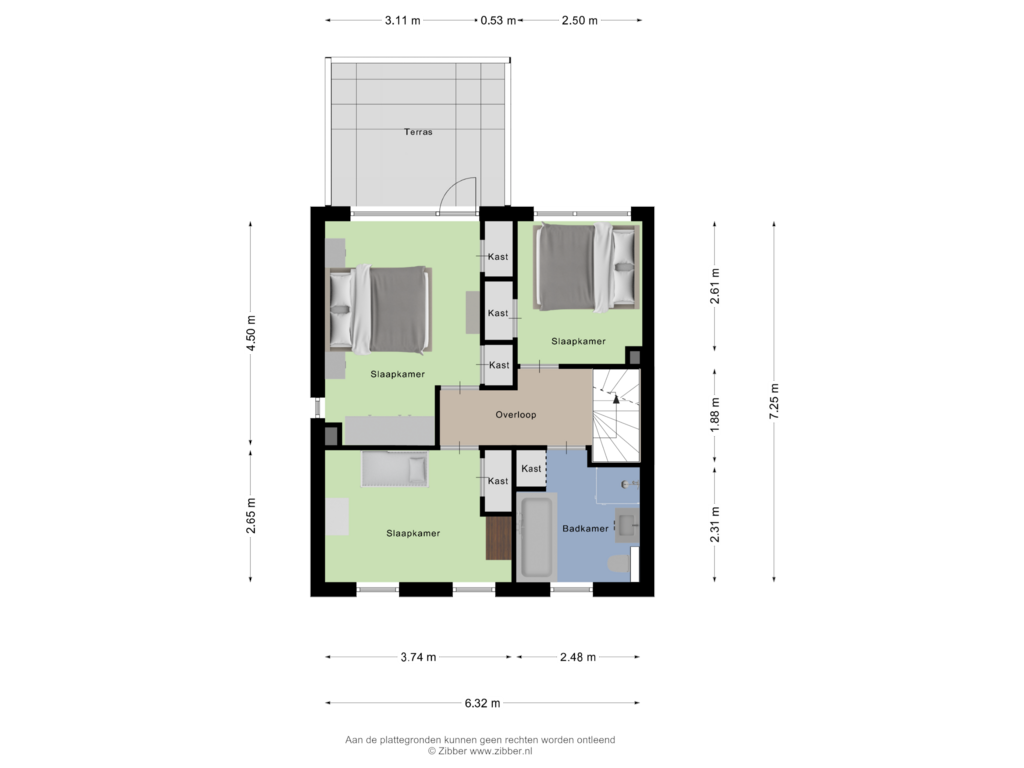 View floorplan of Eerste Verdieping of Burg. Arriënsweg 28