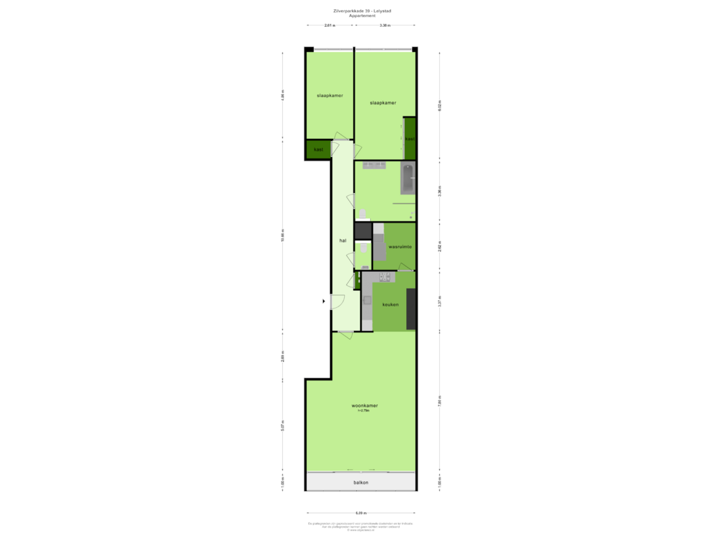 Bekijk plattegrond van APPARTEMENT van Zilverparkkade 39