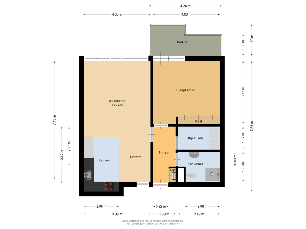 View floorplan of Appartement of Voermanweg 222