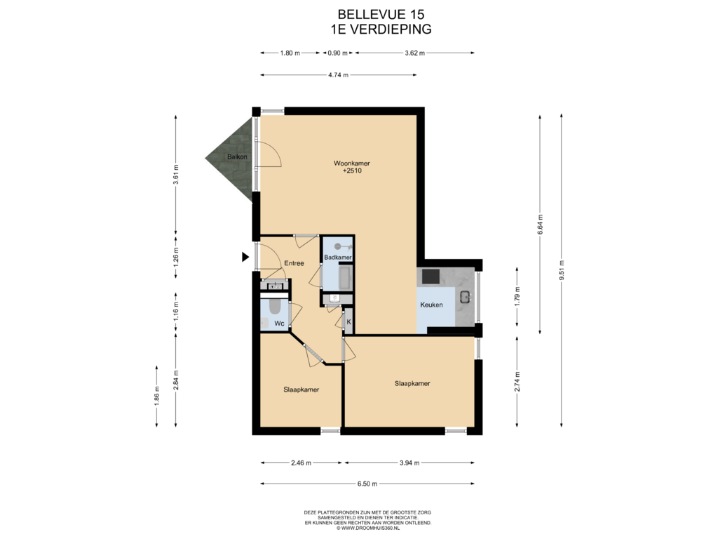 View floorplan of 1E Verdieping of Bellevue 15