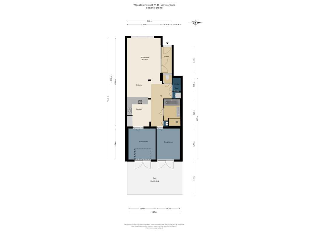 View floorplan of Begane grond of Woestduinstraat 71-H