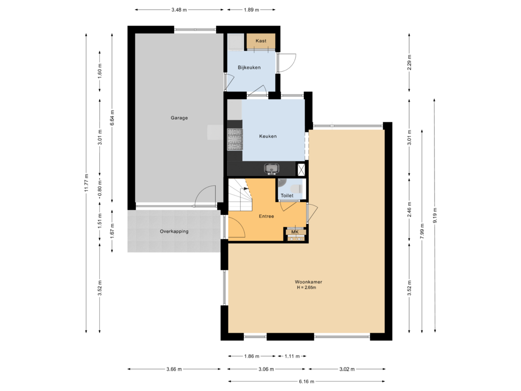 Bekijk plattegrond van Begane grond van Brugmark 21