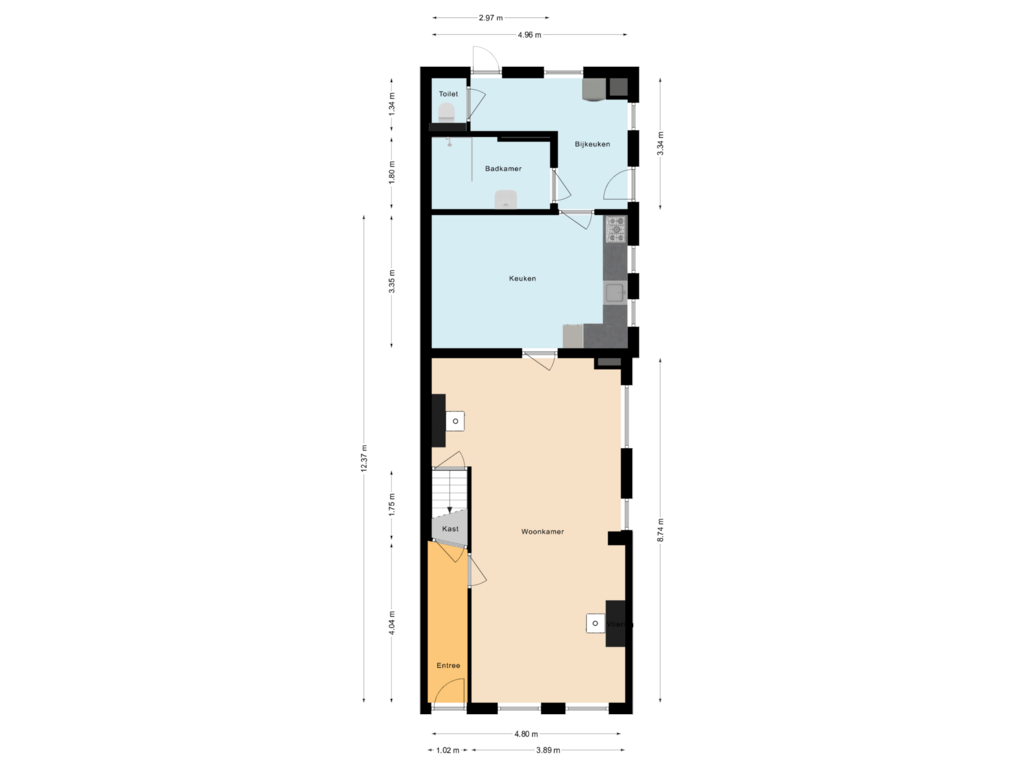 Bekijk plattegrond van Begane grond van Grote Kerkstraat 89