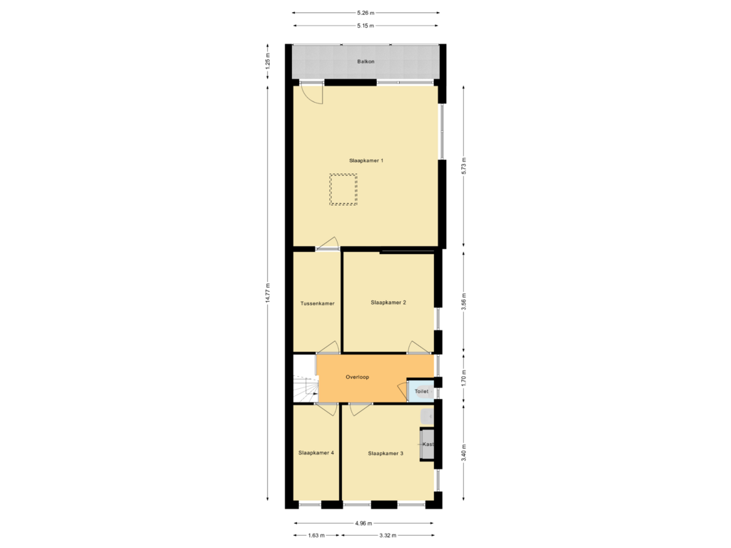 Bekijk plattegrond van Eerste verdieping van Grote Kerkstraat 89