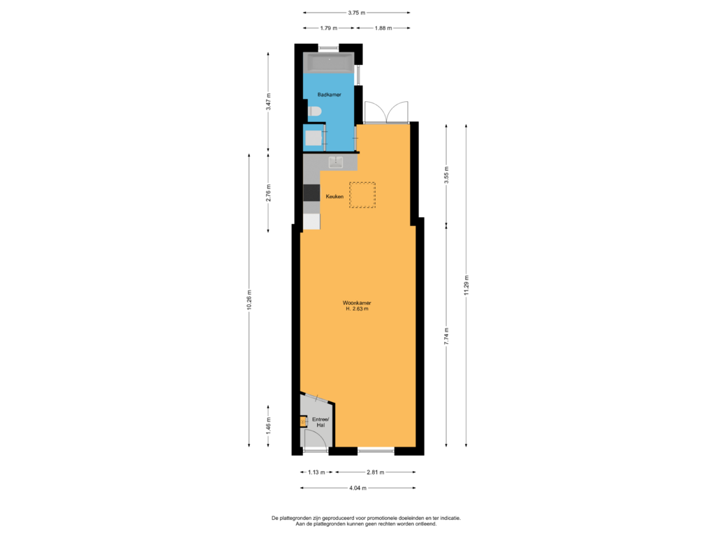 Bekijk plattegrond van Begane grond van Kapelstraat 95