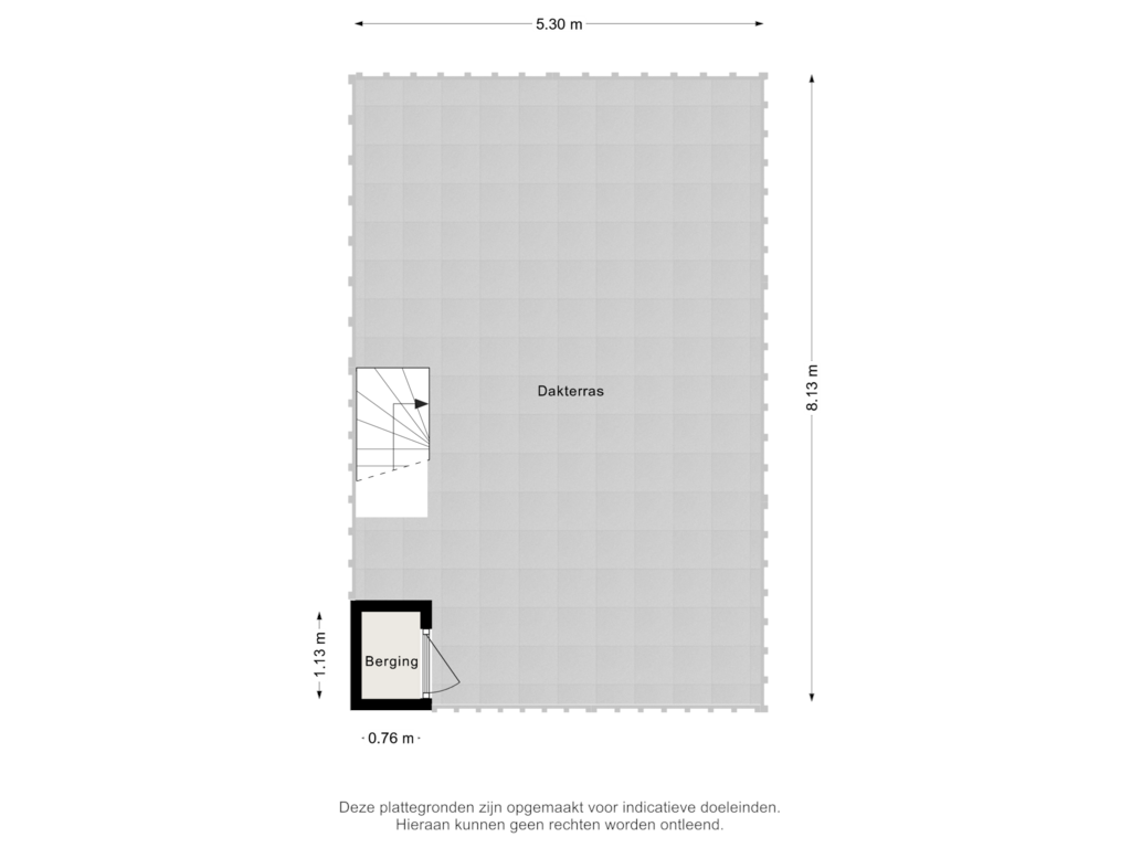 View floorplan of Dakterras of Van Spilbergenstraat 63-2