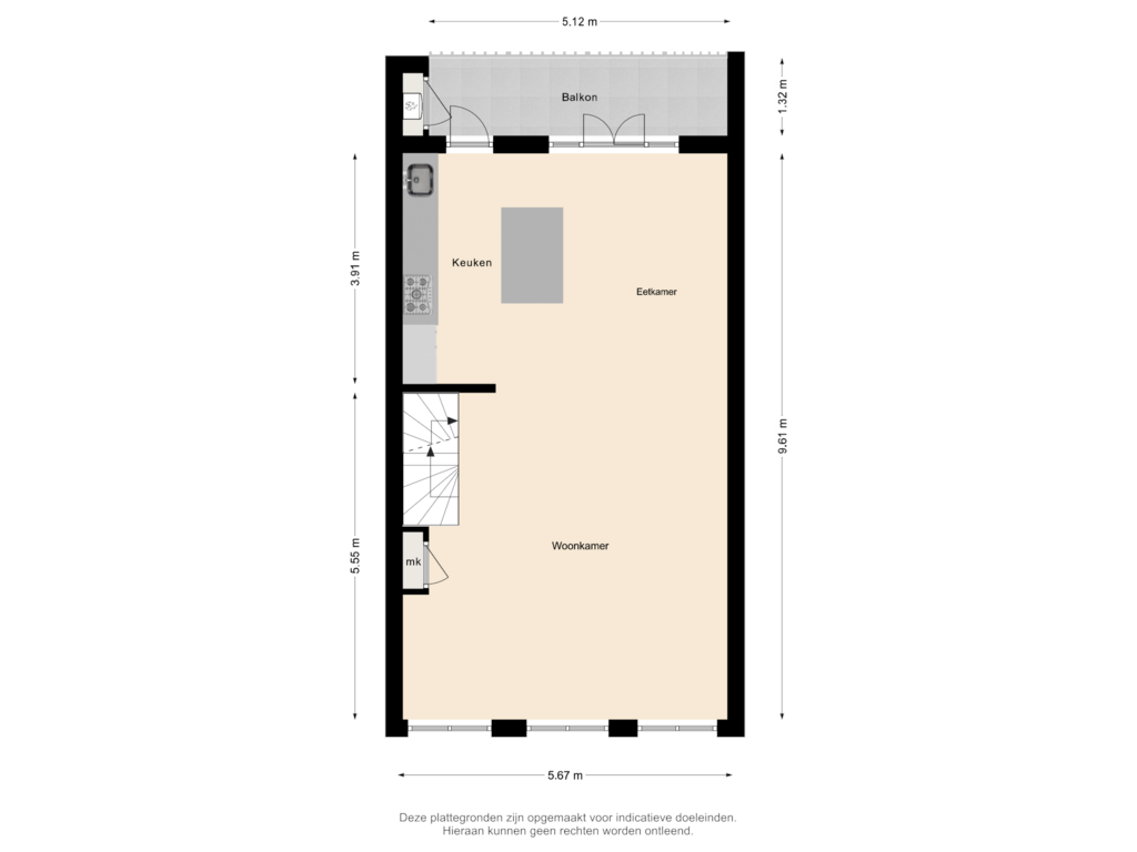 View floorplan of 2e Verdieping of Van Spilbergenstraat 63-2