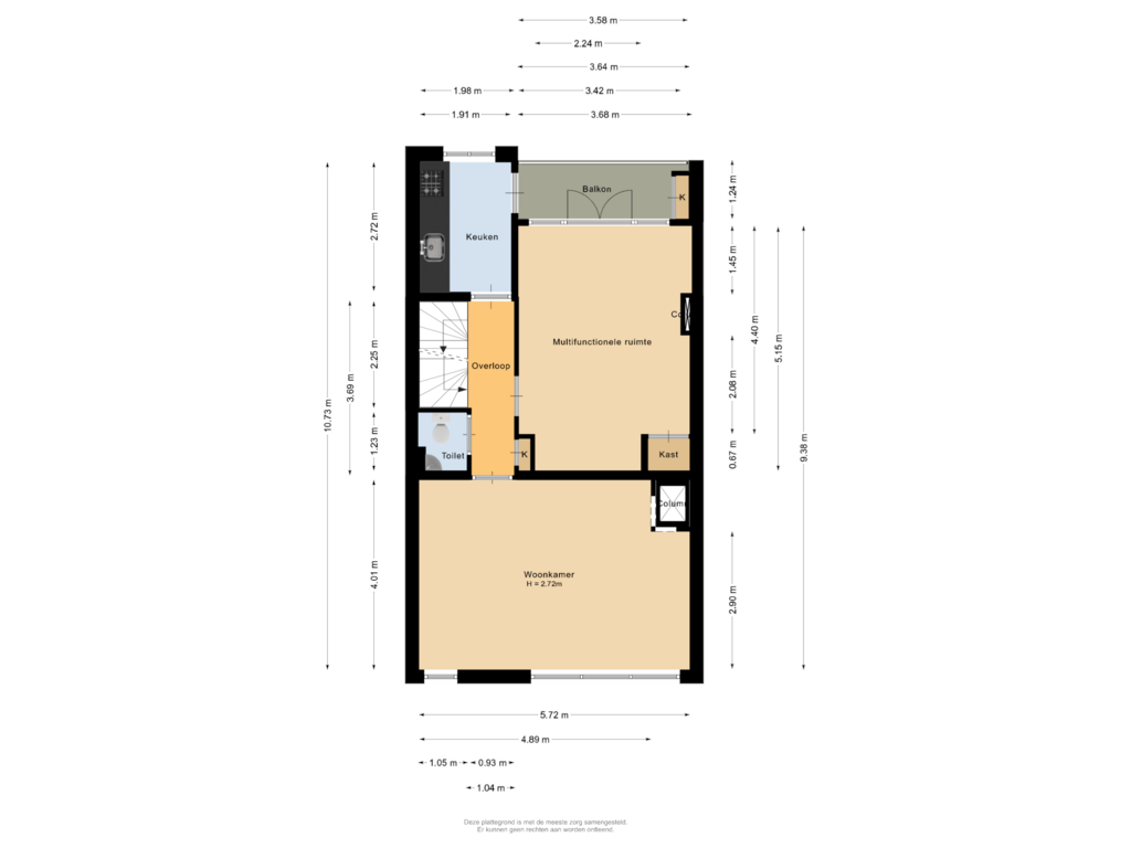 View floorplan of Eerste verdieping of Delfgaauwstraat 39-C