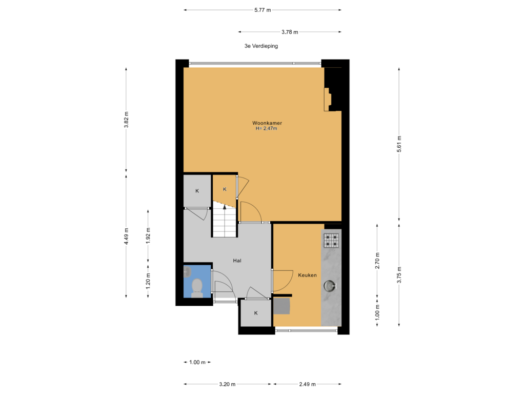 Bekijk plattegrond van 3e Verdieping van Loosduinse Hoofdplein 216