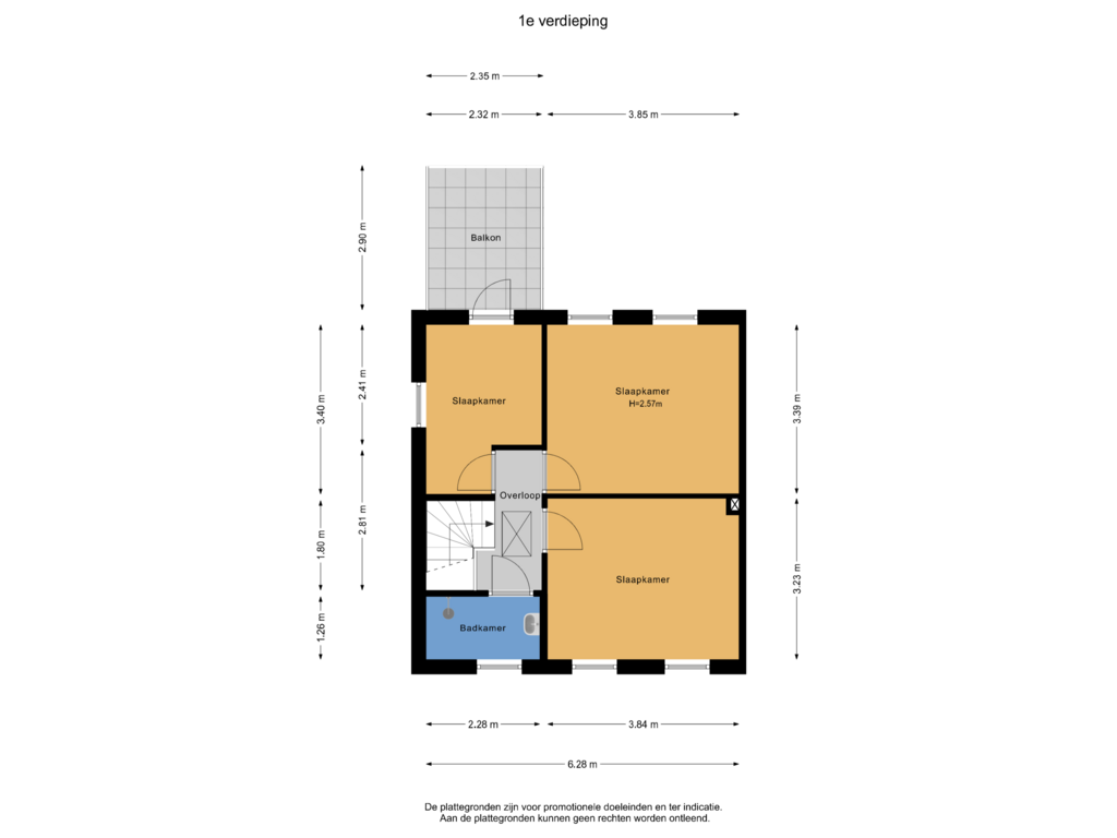 Bekijk plattegrond van 1e verdieping van Murseltseweg 38